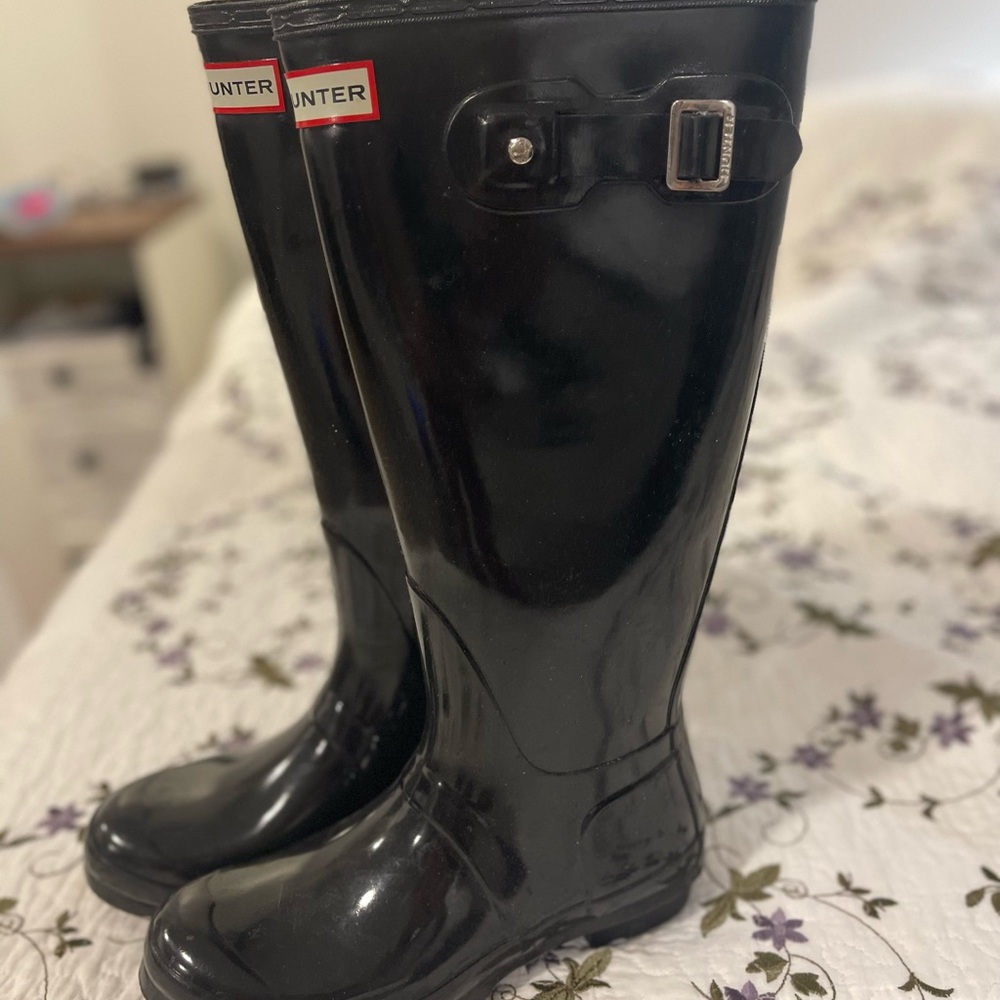 Hunter Black Interior Label Boots